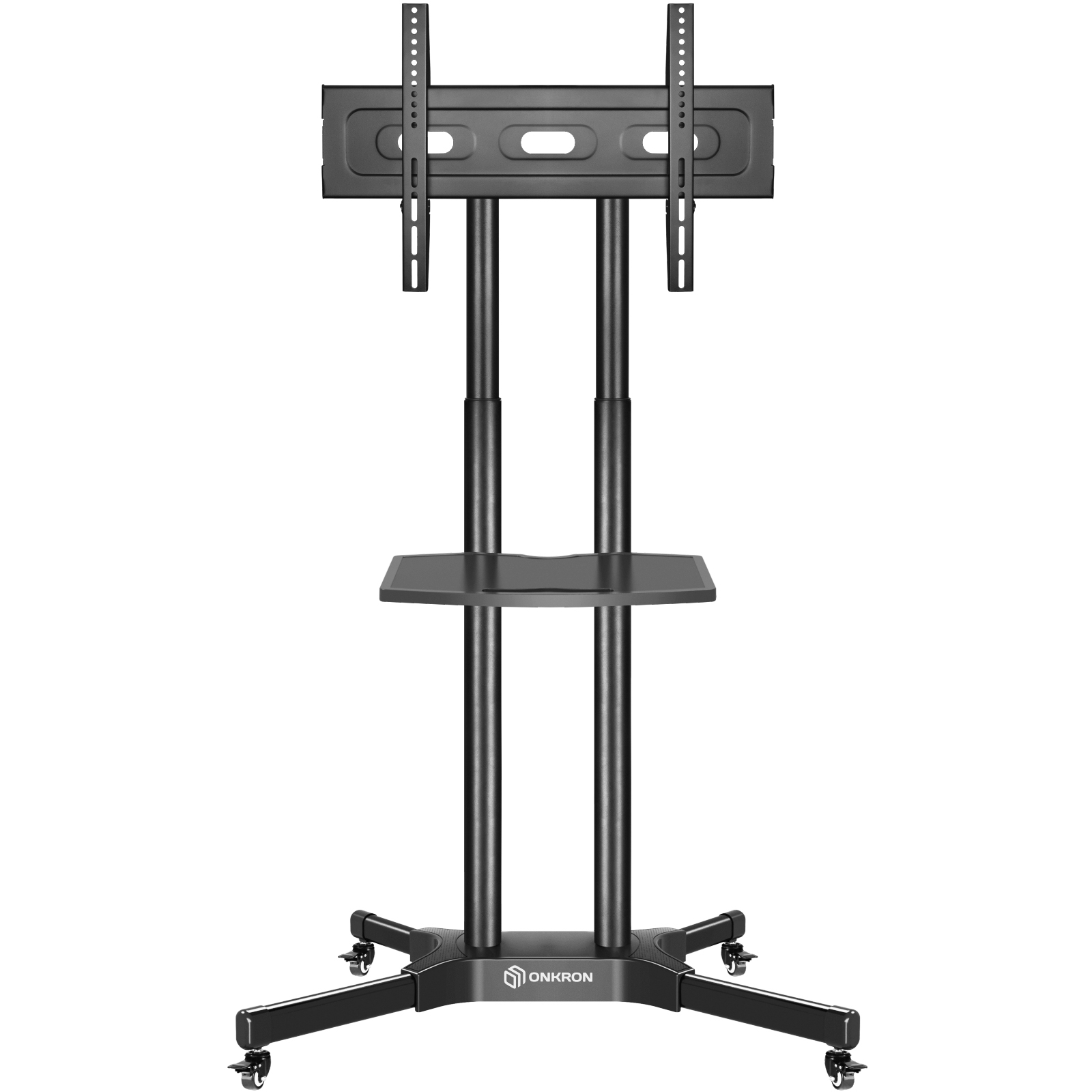 TS1351 BLACK Мобильная стойка на 1 тв/ 40-65" от 200х200 до 400х600 наклон 0º поворот 0º макс нагр 45,5кг высота 1200-1500мм, кабель-канал, регулировка полки по высоте, колесики с блокировкой, черная ONKRON Santreyd 