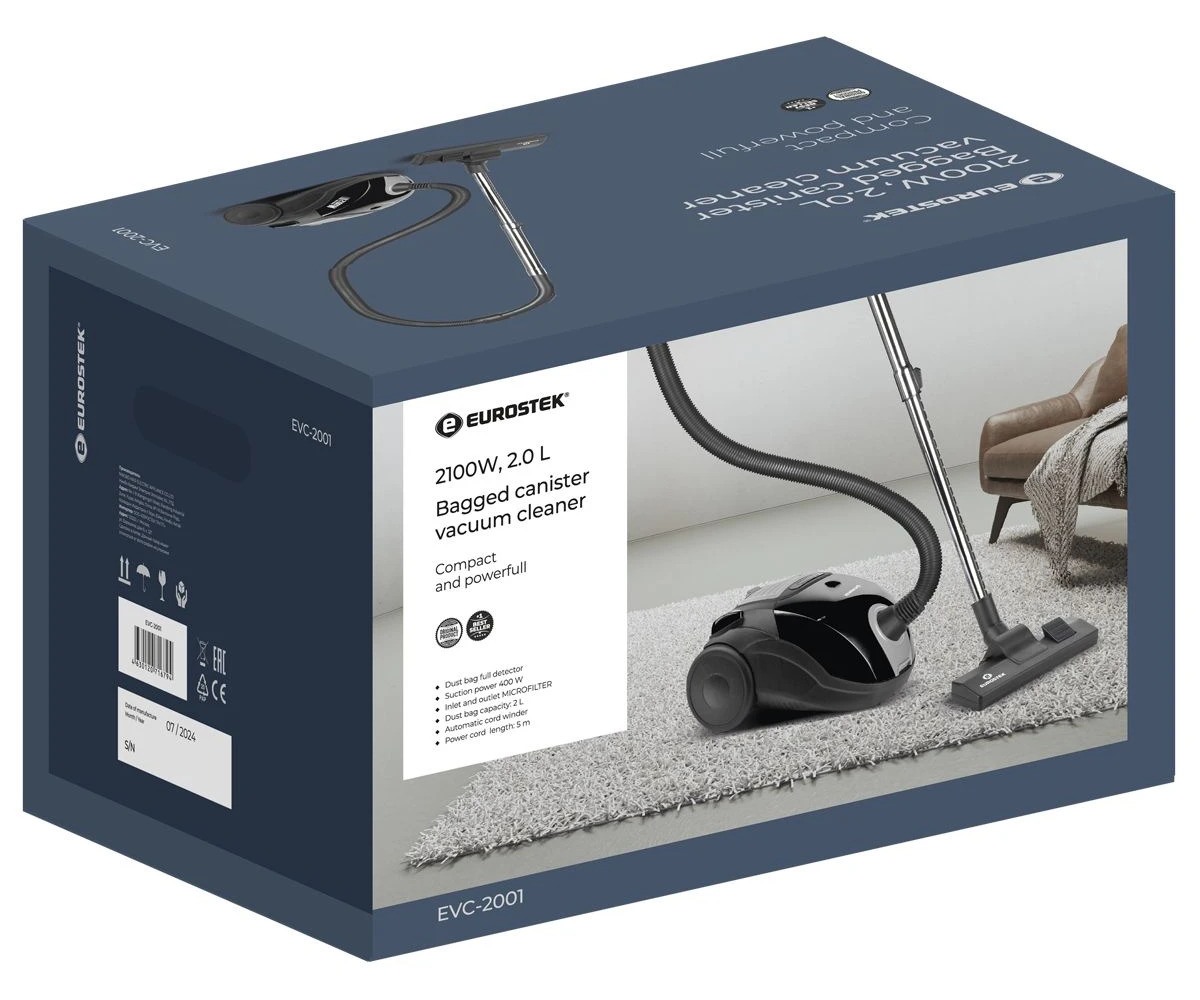 9162945 Пылесос Eurostek EVC-2001 черный STDN-0101026 - Вид №3