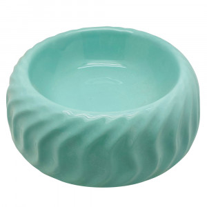 ПР0057303 Миска для животных Wave зеленая керамическая 18,5х18,5х6см 300мл Foxie