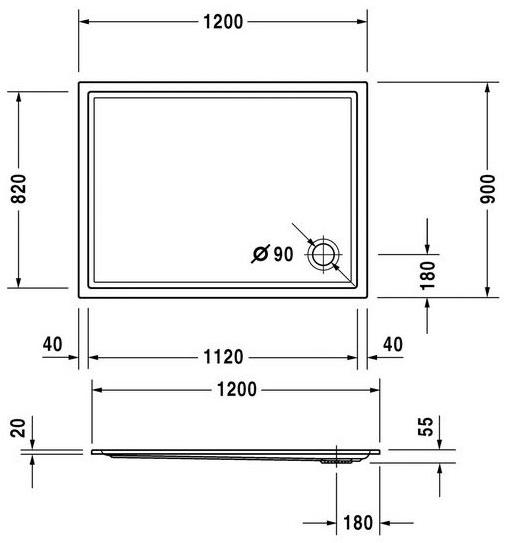 Duravit Поддон для душа прямоугольный из акрила Starck 720122 - Вид №2