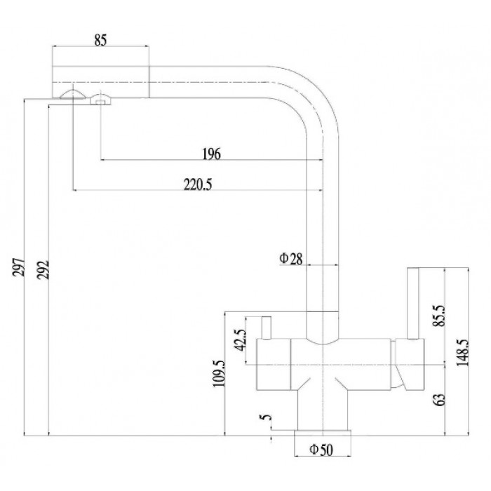 Zorg SZR-7039 GRAFIT Смеситель для кухни Zorg 297х196/220.5 мм  - Вид №2