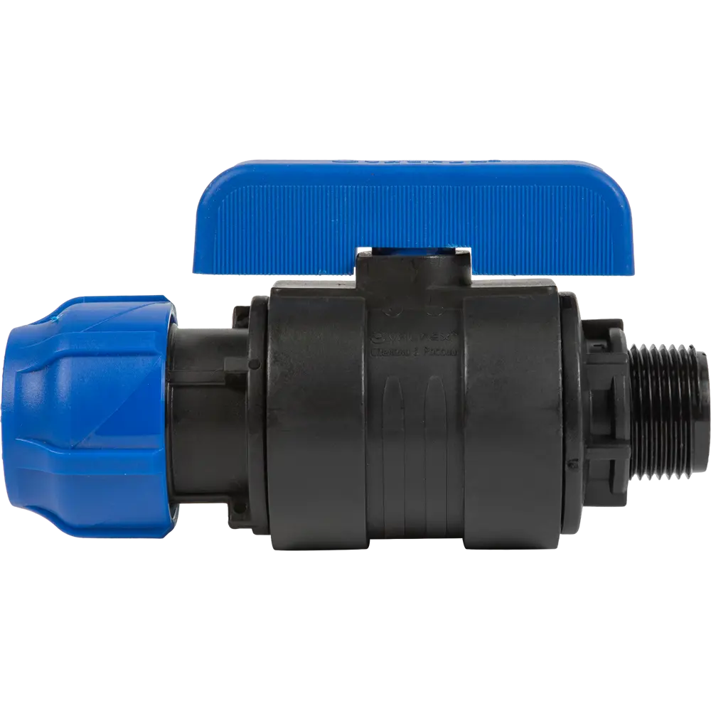 Кран шаровой прямой Valfex DN26 PN16 1"x32 НР полипропилен ручка бабочка 83742597 STLM-2104572  - Вид №1
