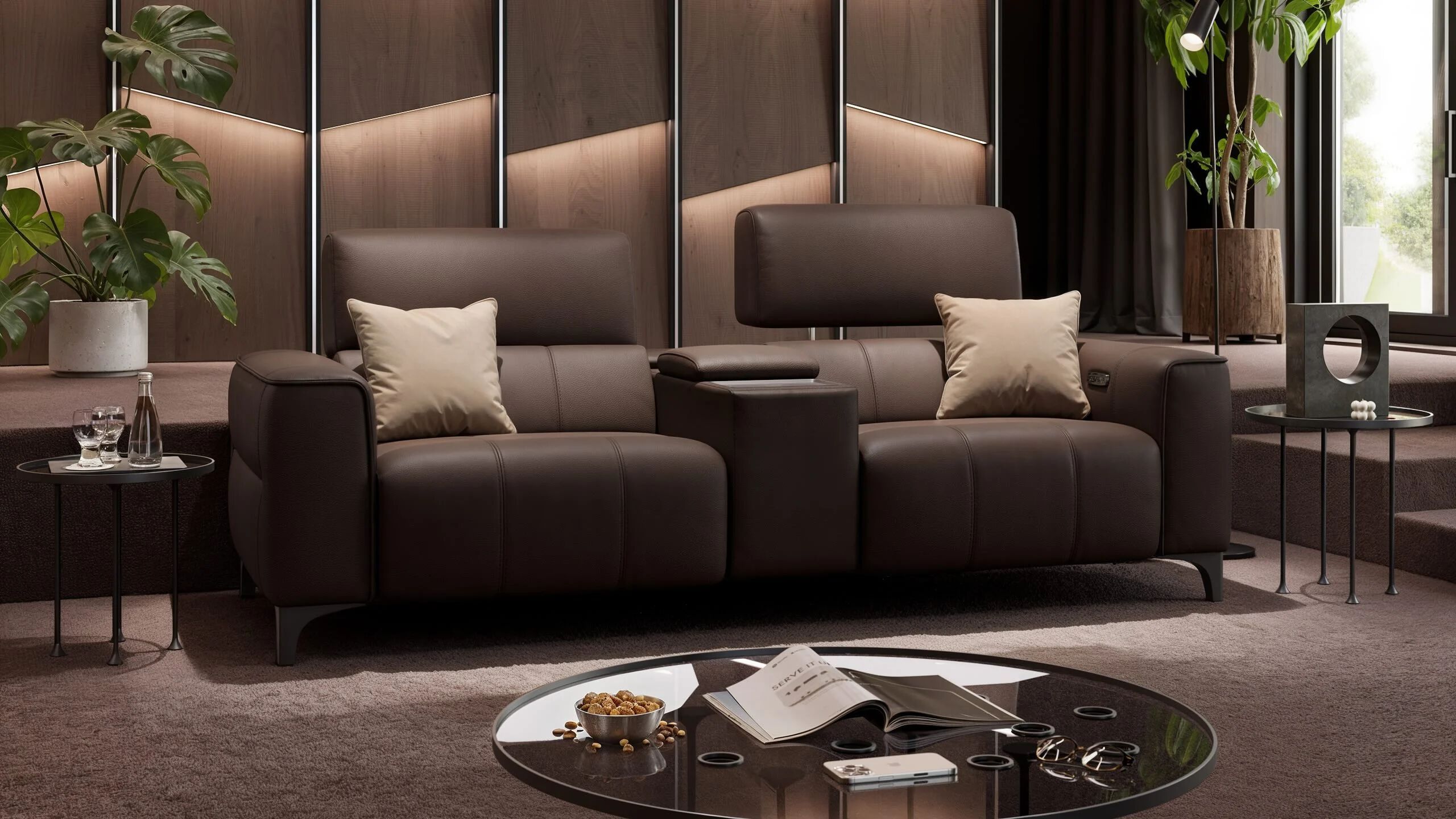 2 местный домашний кинотеатр кожаный диван Sofanella Nanto Kino ARCH-00143675 - Вид №2