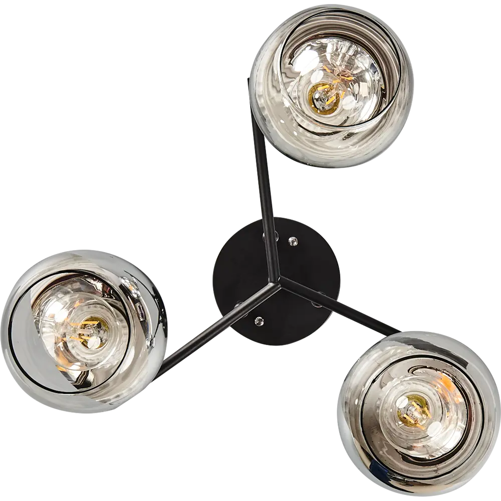 Люстра потолочная Присси 3 лампы, 9 м², цвет чёрный/хром СЕМЬ ОГНЕЙ STLM-2109912 - Вид №1