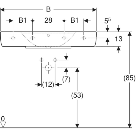 125100000 Накладная раковина Geberit Renova Plan с полкой Geberit  - Вид №3