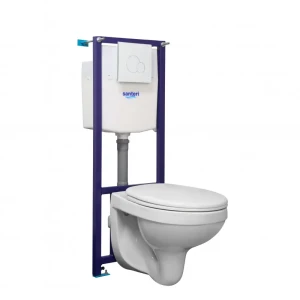 Комплект инсталляция и унитаз Santeri Polo клавиша цвет белый