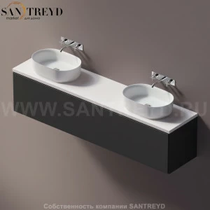 Agape ELL Столешница на тумбу с возможностью установки 1-2 раковины. Размер: длина от 220 см до 240 см. Отделка: белый кориан AELLM2MCC2224ZZ