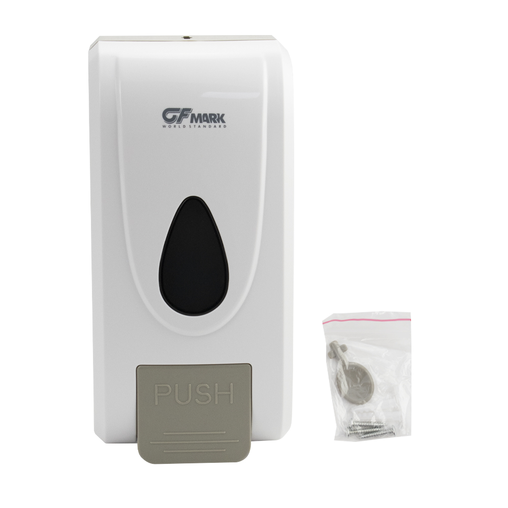 GFmark - Дозатор для ПЕНЫ с педалью, пластик АБС БЕЛЫЙ, большой, с глазком - капля, 1000 мл, код: 714  - Вид №8