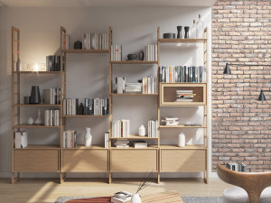 Двухсторонний книжный шкаф из вишни