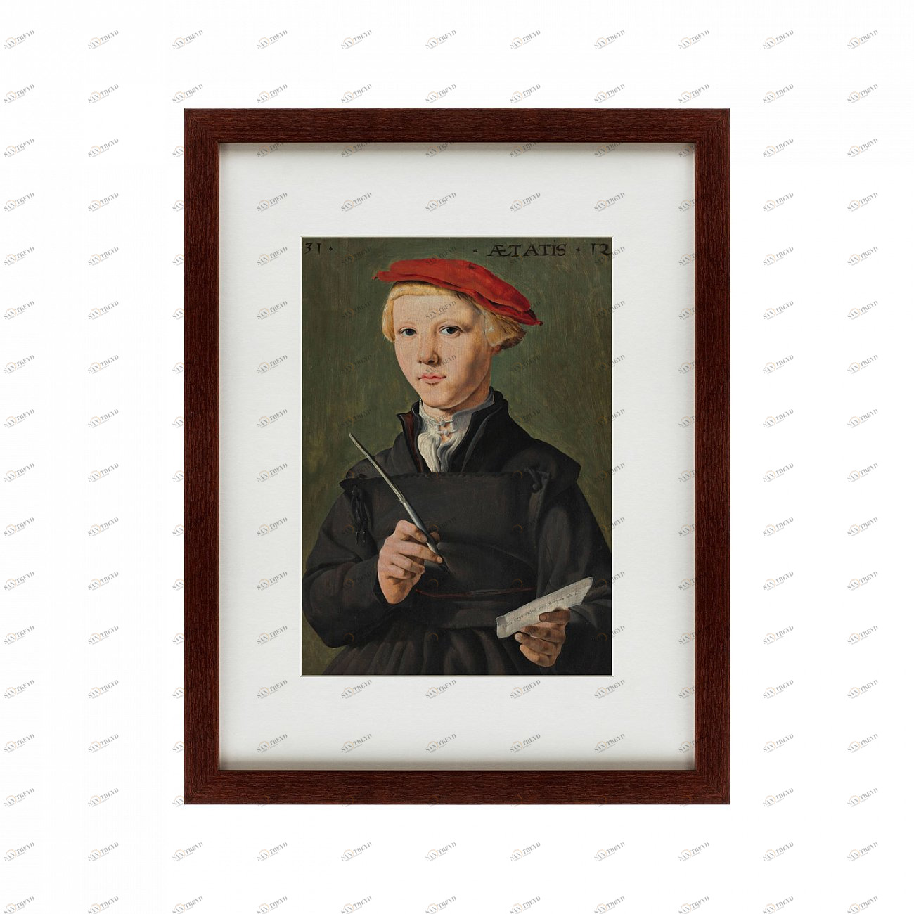 Картина в деревянной раме 47х60 см Portrait of a schoolboy, 1531 КАРТИНЫ В КВАРТИРУ  135611 Бежевый;белый;черный;разноцветный 