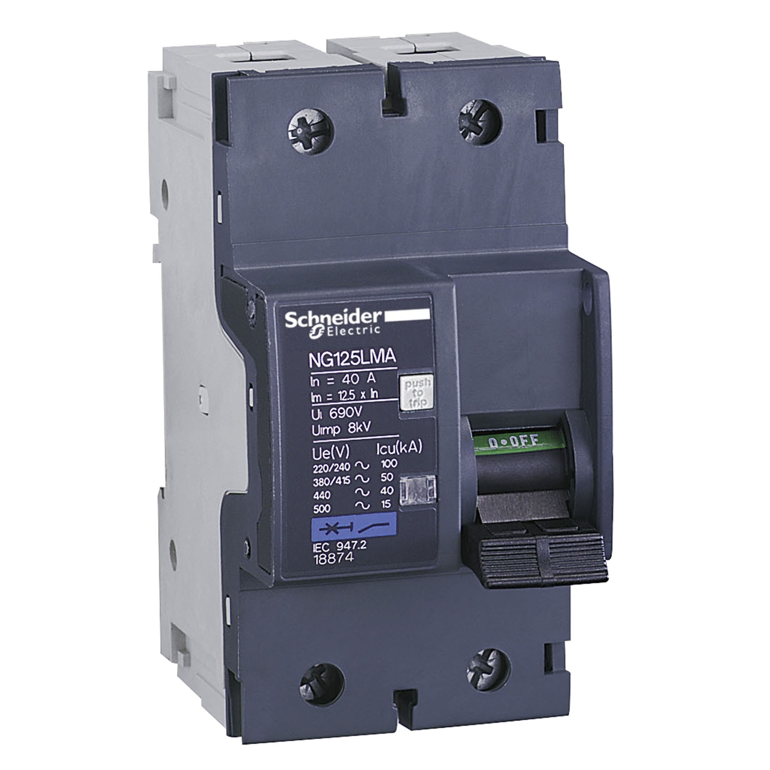 18869 Автоматический выключатель Acti9 2P 6.3А 50кА Schneider Electric Acti 9 