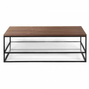 Журнальный столик прямоугольный американский орех со стеклянной полкой 100 см London twin black INTELLIGENT DESIGN  260957 Орех;коричневый;черный