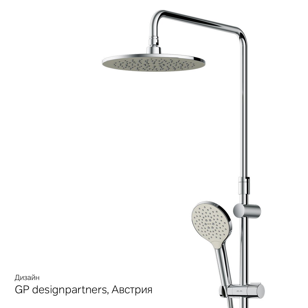 F0780200 душ.система: верхн.душ 250мм ручной душ 120 мм 3 функции душ.штанга 1030-1460 мм AM.PM Like - Вид №14