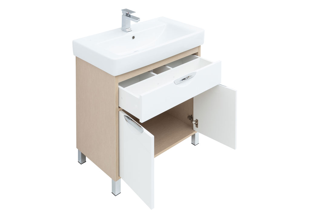 Мебель для ванной Aquanet Гретта 80 New светлый дуб (1 ящик, 2 дверцы) 00239432 - Вид №3