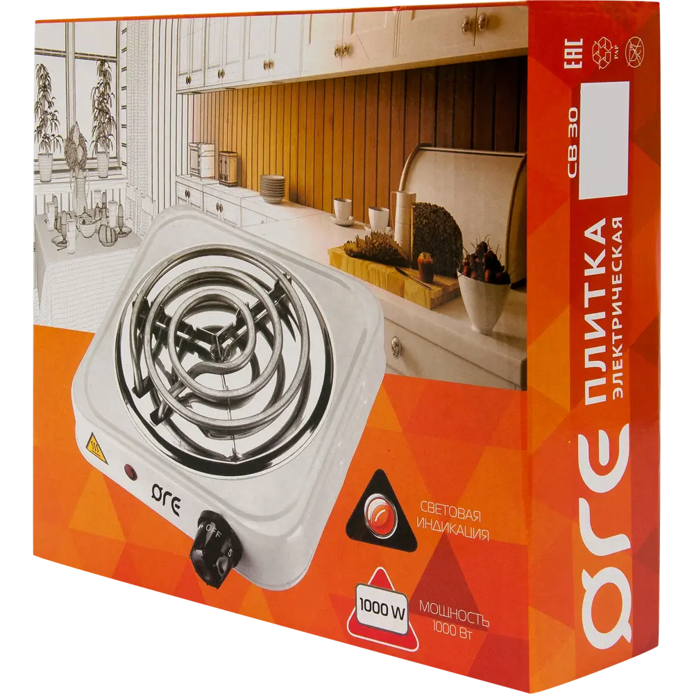 Плитка электрическая настольная ORE СВ30 21 см 1 конфорка цвет белый STLM-2000839 - Вид №7