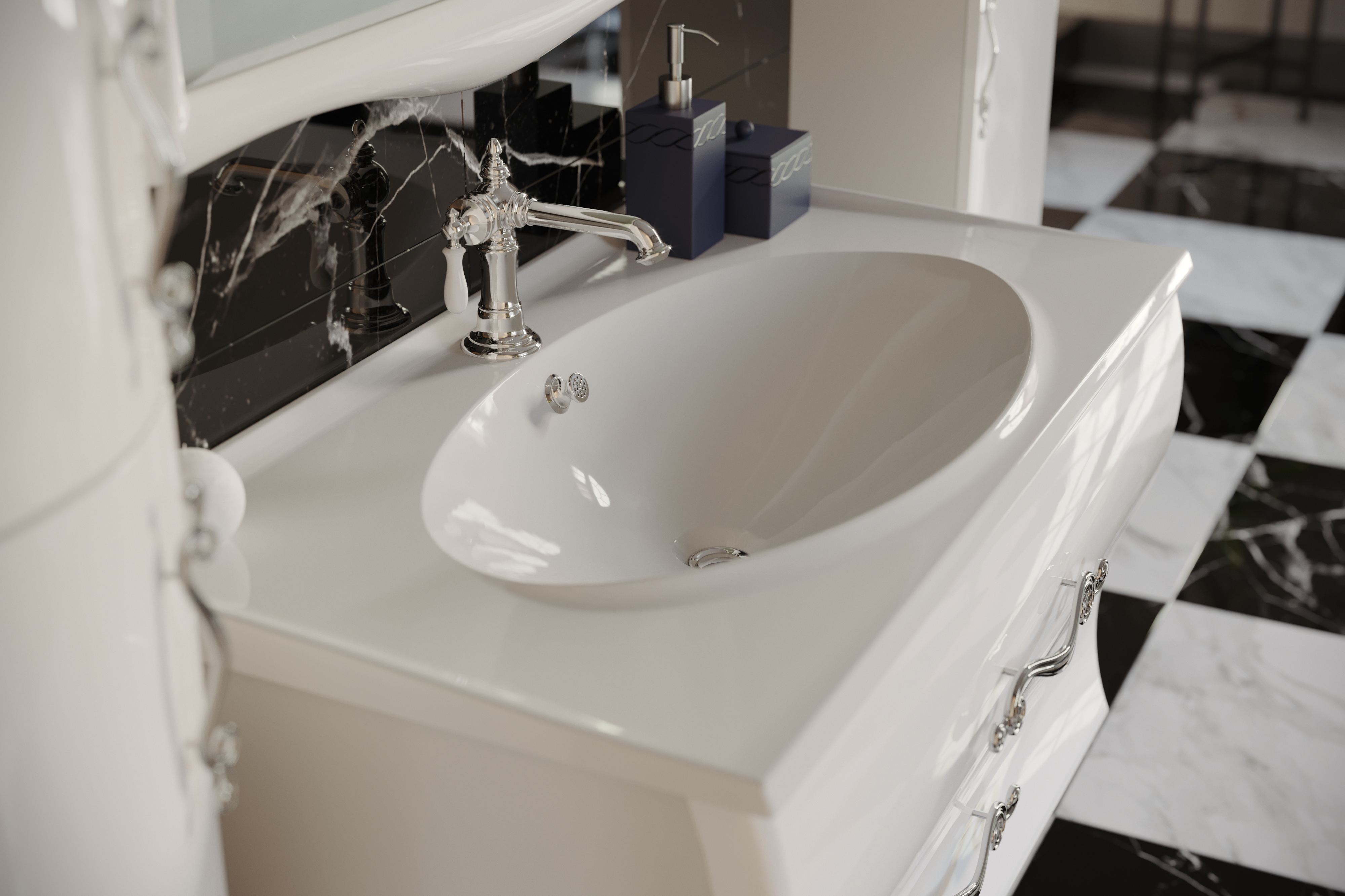 У40390 Тумба с раковиной Amethyst 100, 2я, White 1 Marka Amethyst  - Вид №3