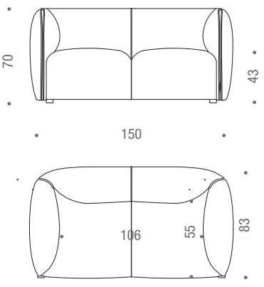MDF Italia 2-х местный тканевый диван со съемным чехлом Mia sun-id-1423324 - Вид №3