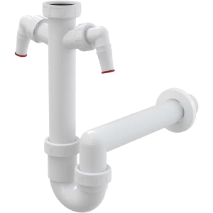 Сифон трубчатый с накидной гайкой 6/4" и двумя штуцерами