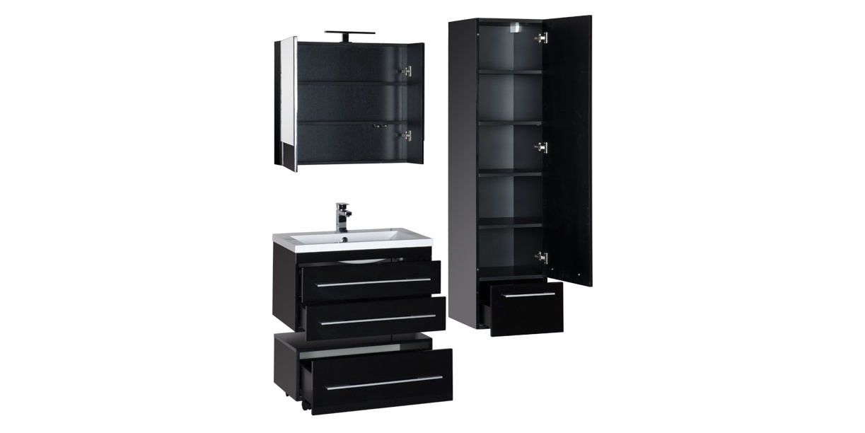 Комплект мебели Aquanet Нота 75 черный (камерино) 00169211 - Вид №2