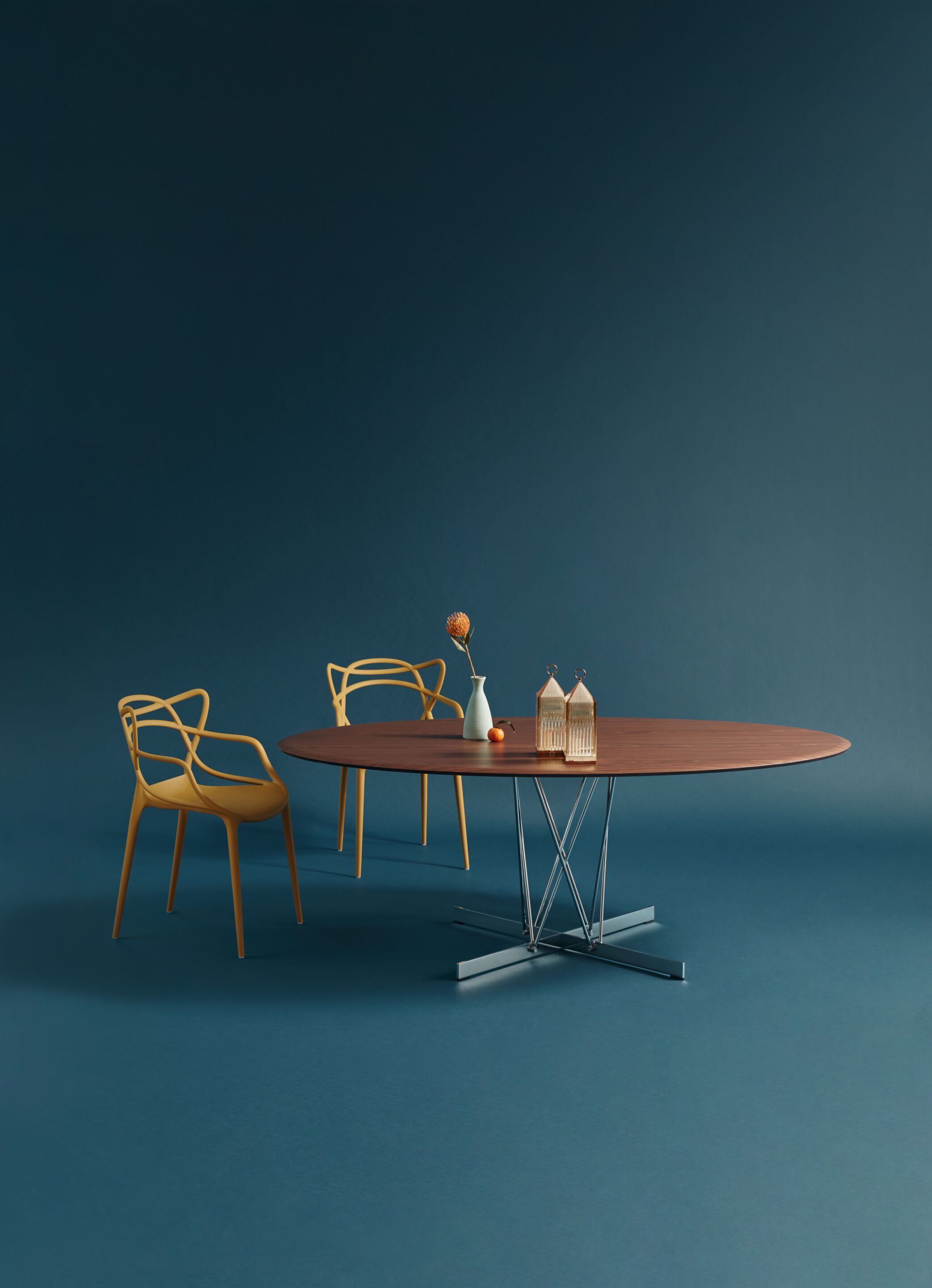 Овальный стол из стали и дерева со спицевым основанием Kartell VISCOUNT OF WOOD ARCH-00132013 - Вид №2