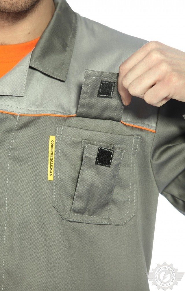 65752 Халат "Профессионал" мужской темно-серый со светло-серым  Одежда для обслуживающего персонала  размер 52-54/170-176 Спецодежда  - Вид №7