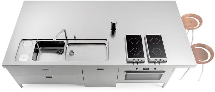 ALPES-INOX Островная кухонная мебель из нержавеющей стали с зоной для закусок Liberi in cucina sun-id-1401432 - Вид №9