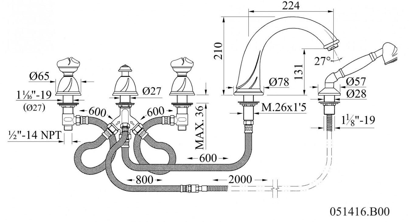 Bronces Mestre Комплект для ванны на 5 отверстий Oman sun-id-1438374 - Вид №2