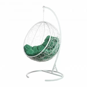 Подвесное кресло из ротанга белое с зеленой подушкой Kokos White BIGARDEN  00-3974096 Белый