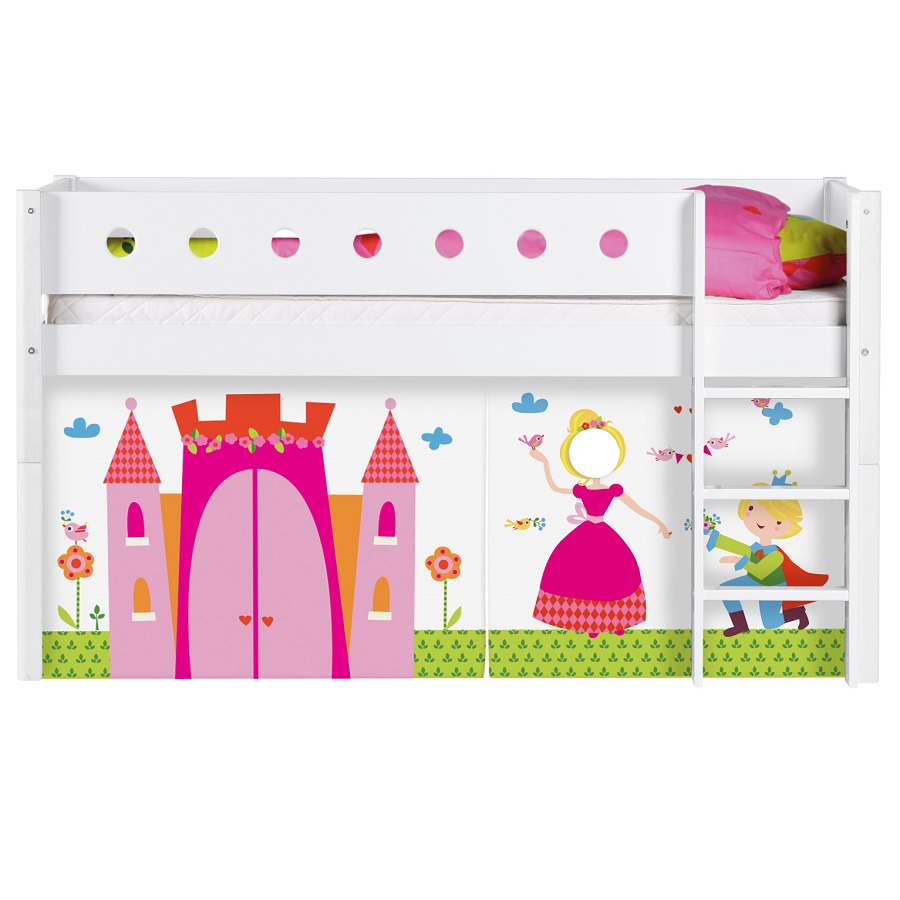 Кровать Flexa White с лестницей, 200 см, белая 801730940 - Вид №1