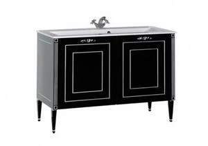Тумба с раковиной Aquanet Паола 120 черный/серебро (литьевой мрамор)