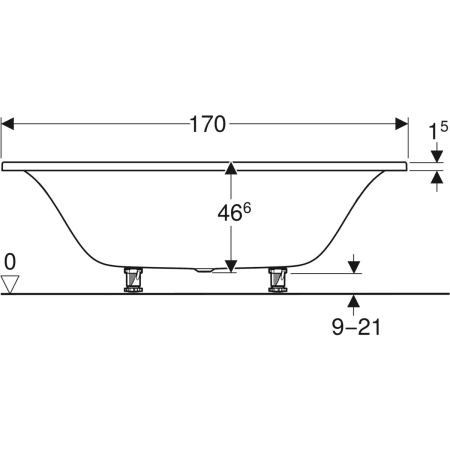 554.124.01.1 Прямоугольная ванна Geberit Tawa, тонкое исполнение, Duo, с ножками Geberit  - Вид №14