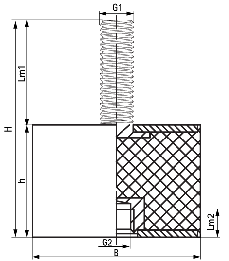 2801500750 VibraTek® SB-MF Silentblock a rubber silentblock with an external and internal thread walraven  - Вид №1