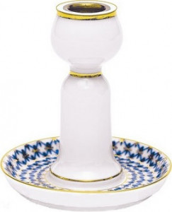 81345 Императорский фарфоровый завод Подсвечник "Кобальтовая сетка" "Бутон" Фарфор твердый