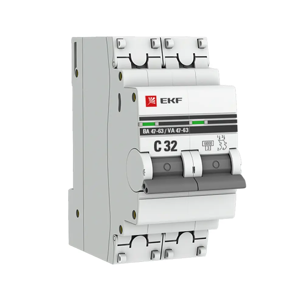 Автоматический выключатель EKF PROxima ВА47-63 2P C32 А 6 кА mcb4763-6-2-32C-pro STLM-2039603