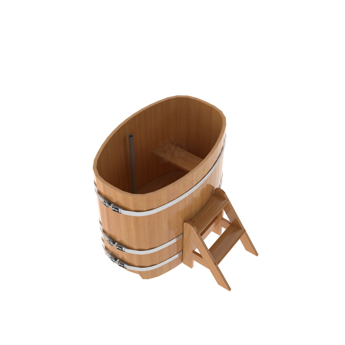 1142 Купель овальная из лиственницы 0,76х1,16х1,0 натуральная премиум Alyarus  - Вид №1