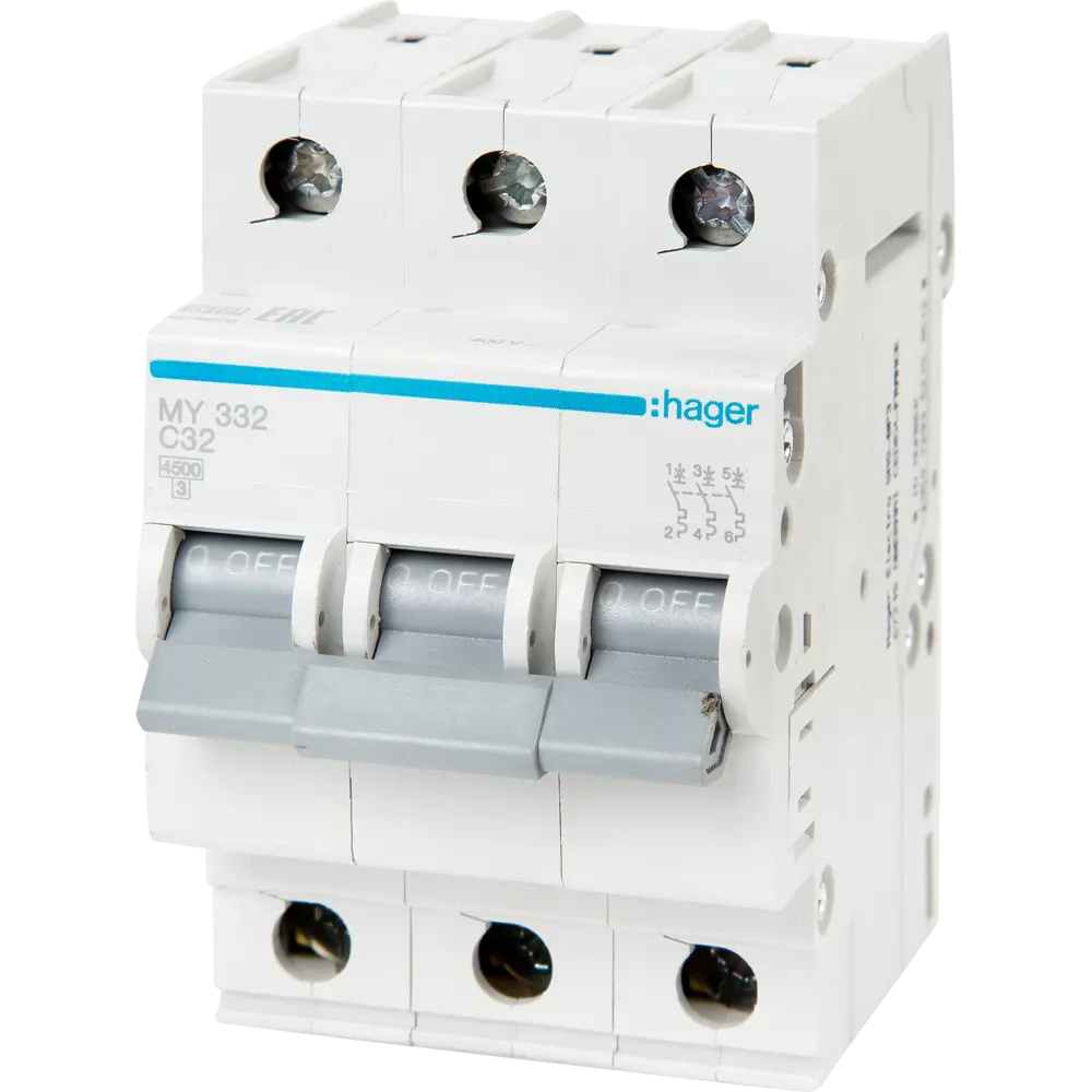 Автоматический выключатель Hager MY332 3P C32 А 4.5 кА STLM-2186493