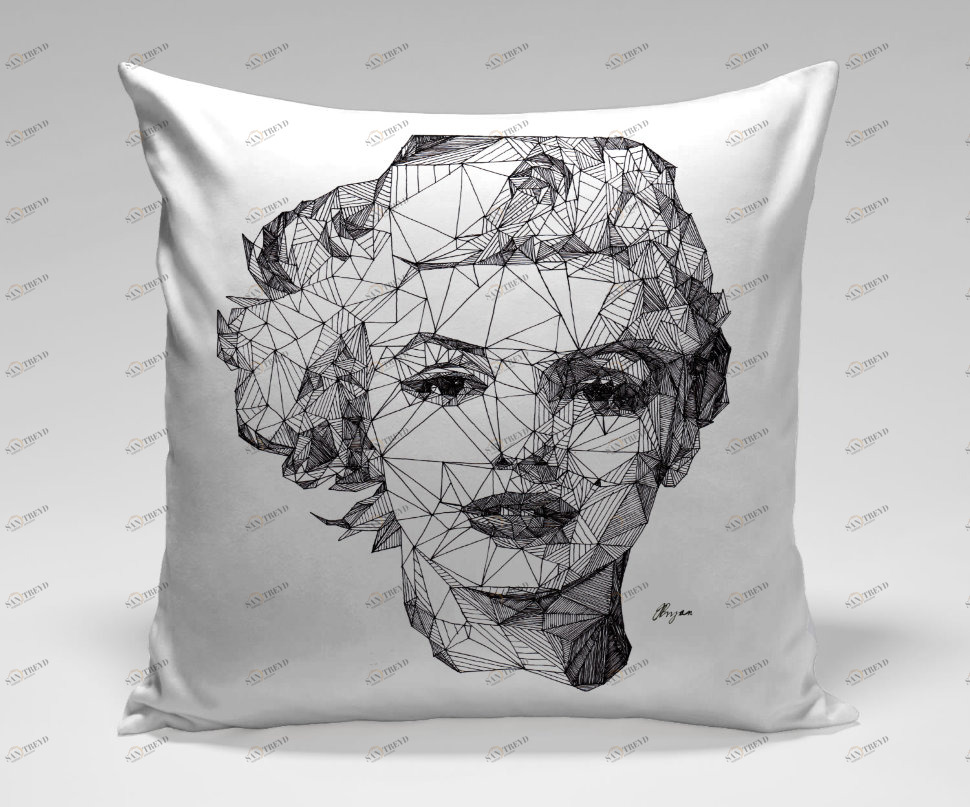 Подушка Icon by Josh Bryan ICON DESIGNE РИСУНОК, СЕЛЕБРИТИ, ЛИЦА 119861 Белый;черный 
