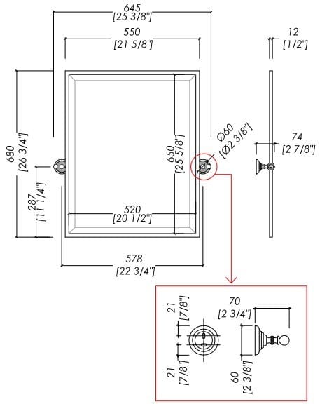 Зеркало с латунной рамой для ванной комнаты Devon&Devon Chelsea ARCH-00100782 - Вид №2