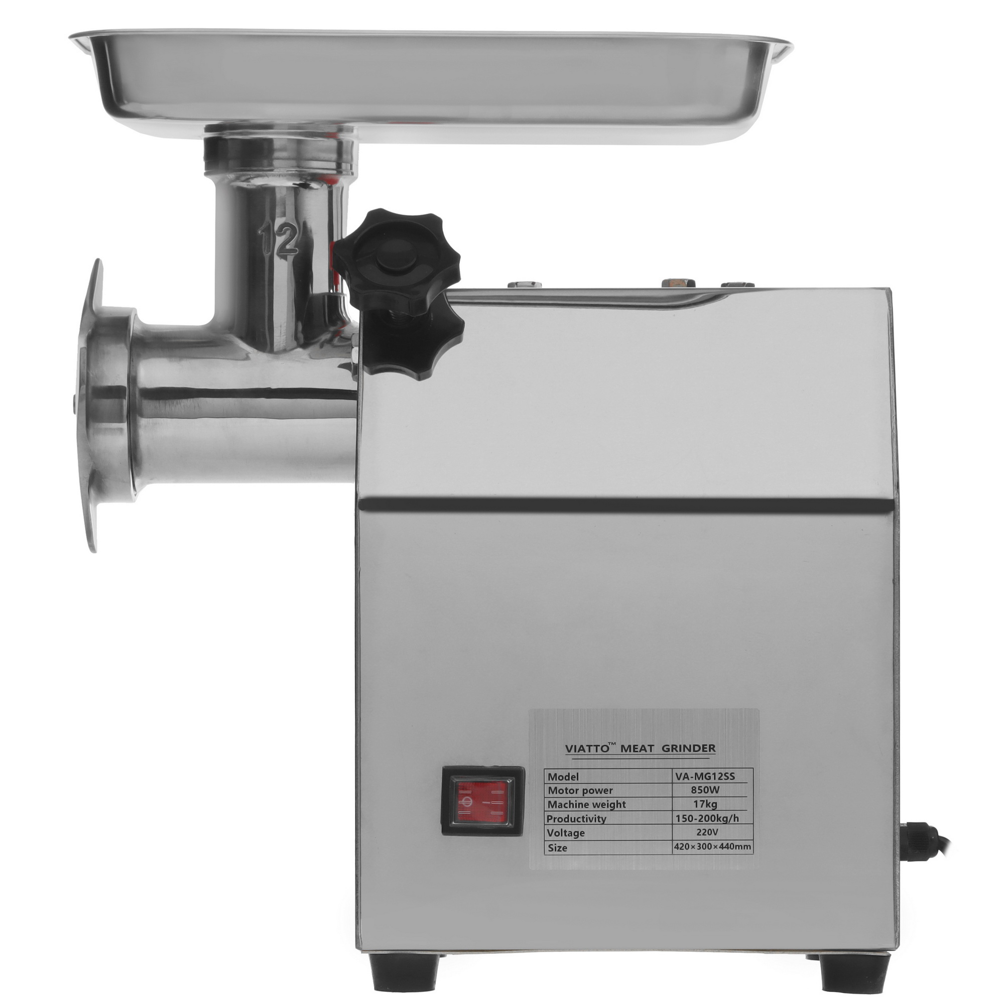 9909632 Мясорубка электрическая Viatto VA‑MG12SS серый STDN-0025981 - Вид №2