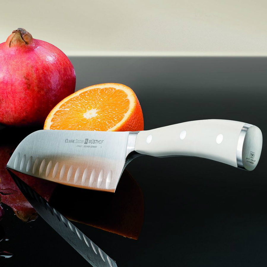 Нож кухонный японский «Шеф» Ikon Cream White с угл.=ублением на кромке, 17 см WUESTHOF W41760WUS - Вид №2