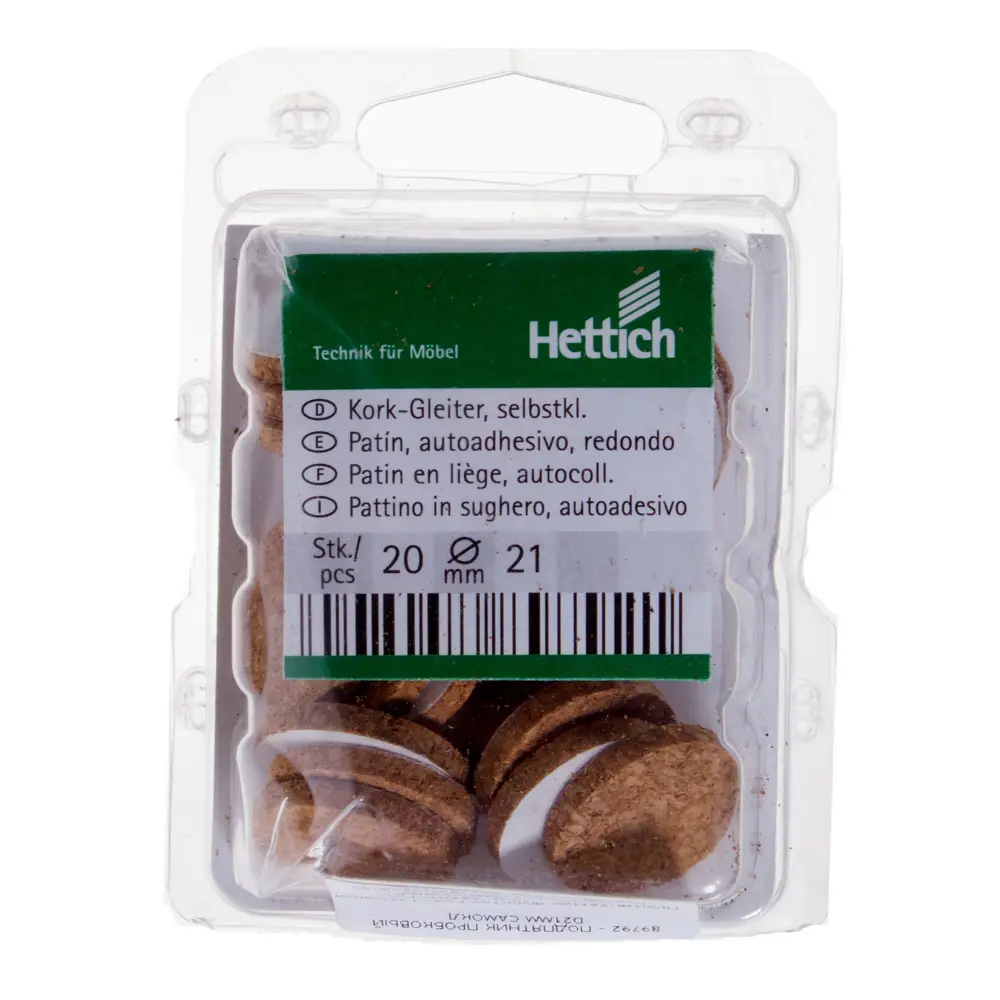 Подпятник пробковый 21х3мм, 8 шт Hettich STLM-2015808 - Вид №1
