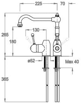 Fir Italia Смеситель для кухни на столешнице, хромированный Classic kitchens 7075102 - Вид №3