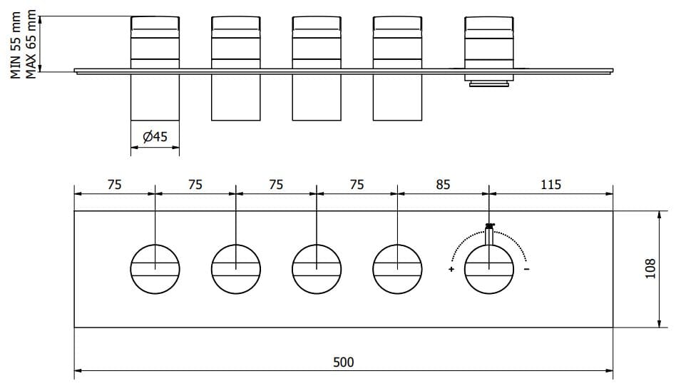 Термостатический смеситель для душа с 5 отверстиями IB Aqua ARCH-00116518 - Вид №8