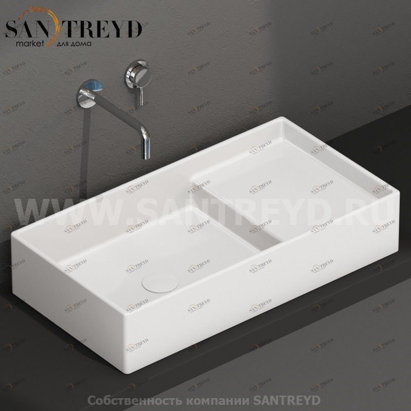 DI075BI Накладная раковина на столешницу  прямоугольная Ceramica Globo DISPLAY