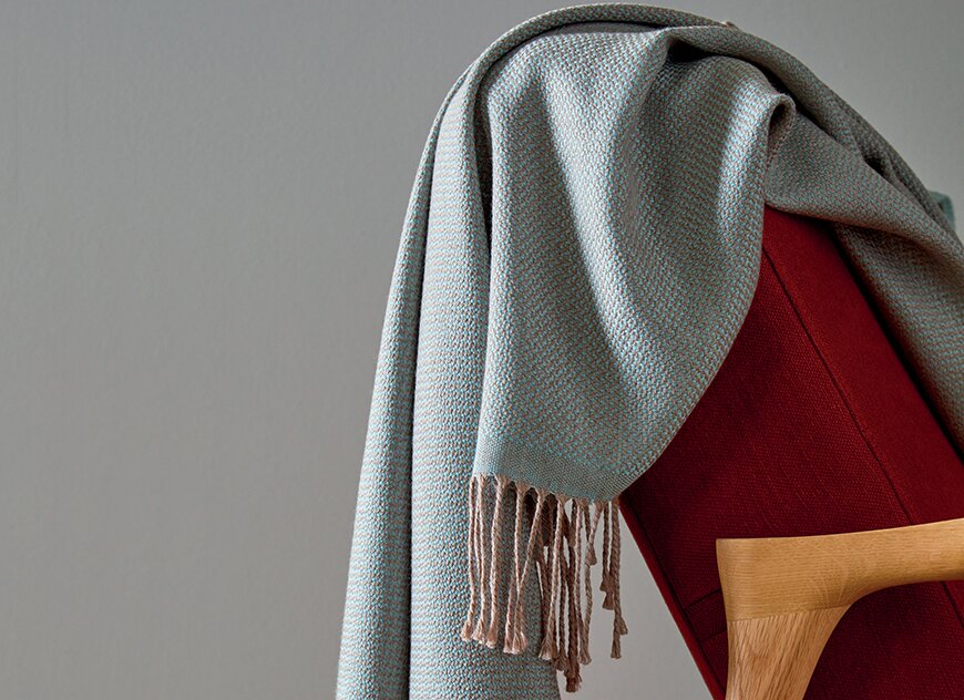 COSY_CE плед бирюзовый 130/170 шерсть меринос, 220 г/м Blanc des Vosges Santreyd 