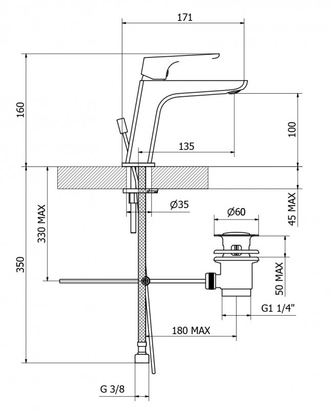 Смеситель на раковину однорычажный Cezares FLORIAN-LSM1-01-W0 - Вид №1
