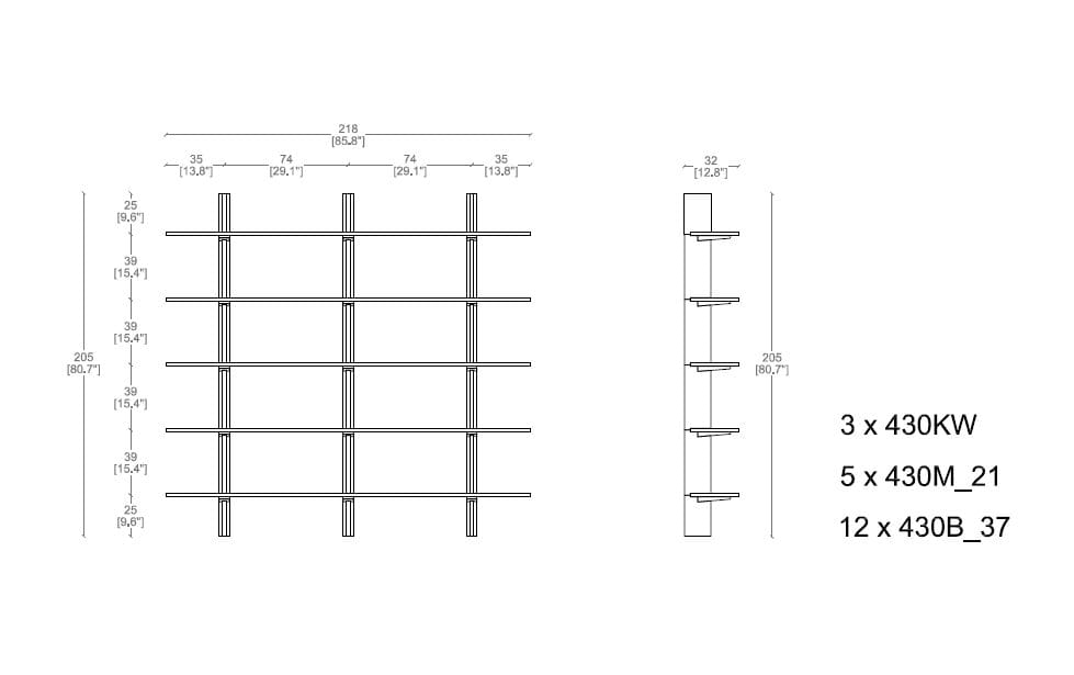 Настенный книжный шкаф из массива дерева CASSINA FF. SPINE ARCH-00040361 - Вид №2