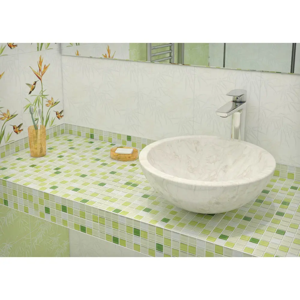 Стеклянная мозаика Kreaforta зеленая 30×30 см для ванной и интерьера 89400884 STLM-1568257 - Вид №5