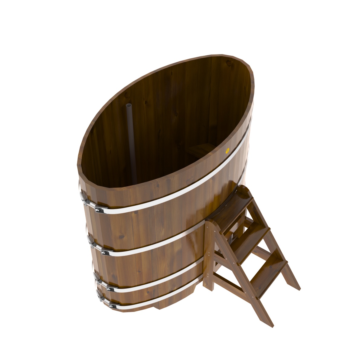 2277 Купель овальная из лиственницы Рустик 0,92х1,66х1,4 морёная Alyarus  - Вид №2