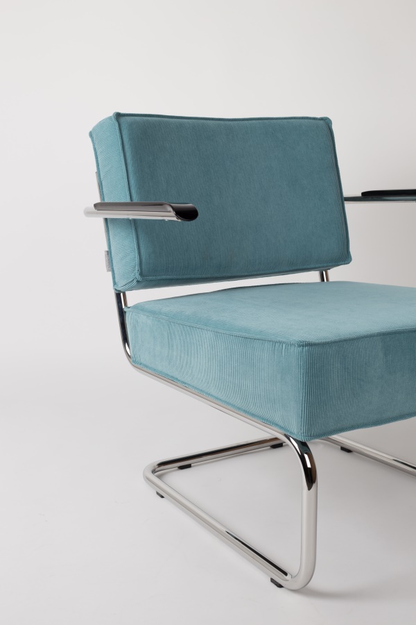 Кресло Lounge Ridge Rib с подлокотниками, синее Zuiver 3100017 - Вид №14